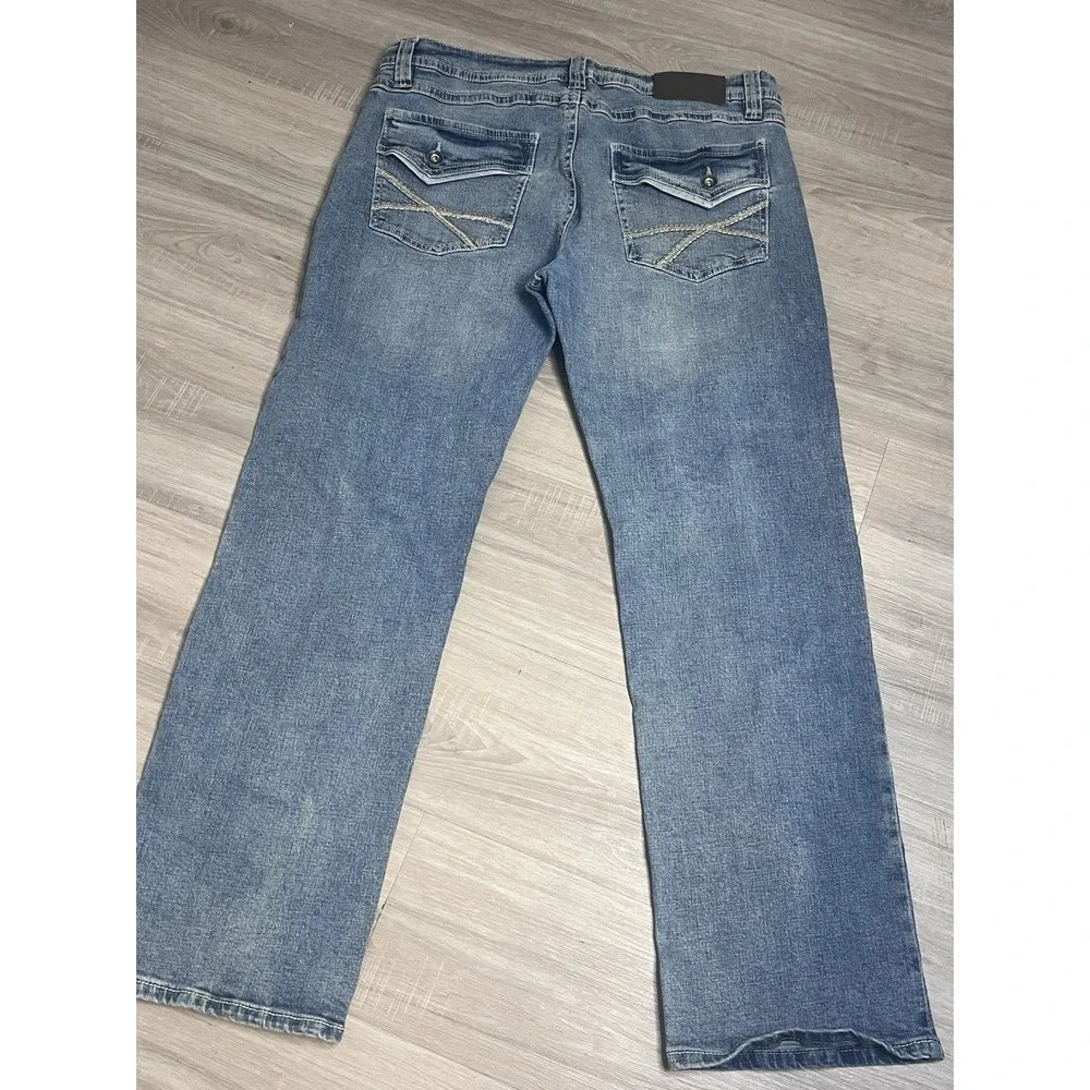 TK Axel Jeans Mens 36x32 (Fits 36x31) Slim Boot Cut Denim Stretch Thick Stitch